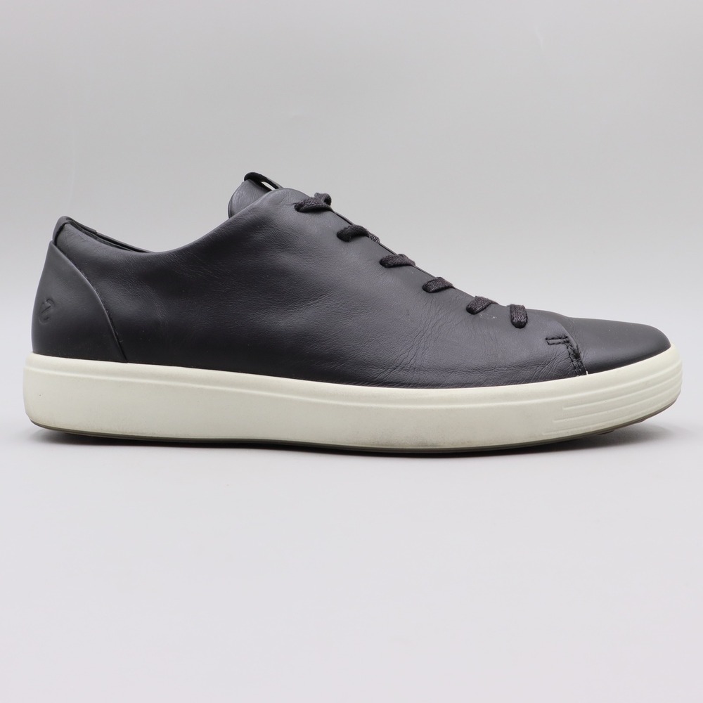 Ecco Soft 7 Mens Black Leather Low Top Lace Up Sneakers Size 43 EU 9-9.5 US